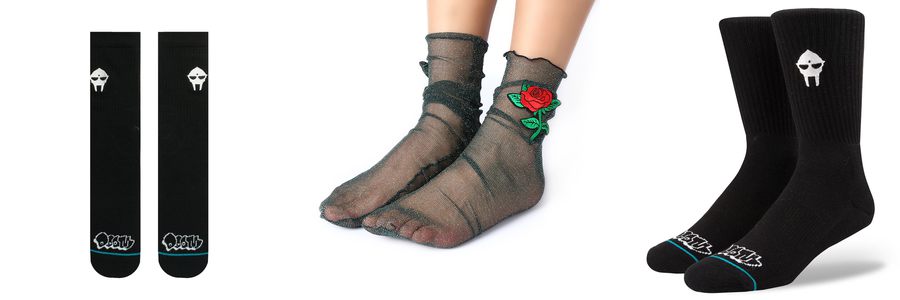 custom embroidered socks black